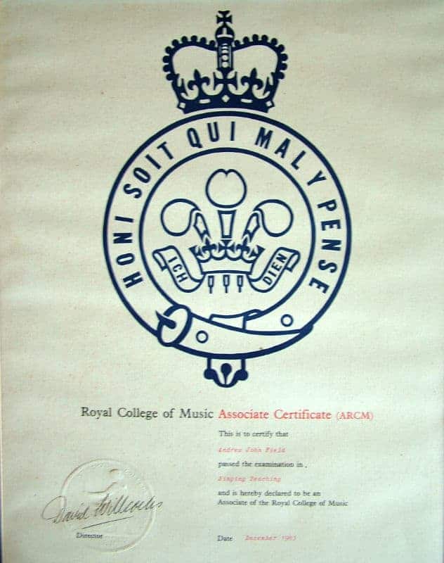 Andrew Field armc certificate