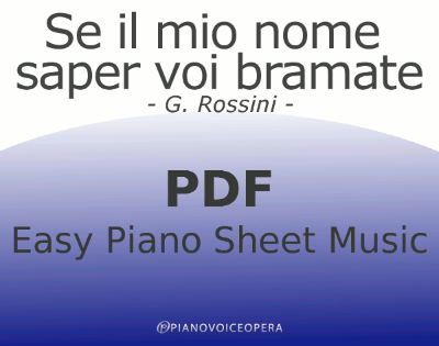 Anch'io son giovine Easy Piano Sheet Music